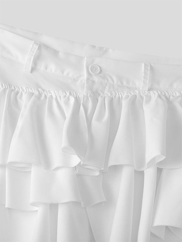 Mens Ruffled Trim Casual Cropped Pant SKUL09427