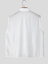 Men's Sheer Striped Stand Collar Waistcoat SKUL56529