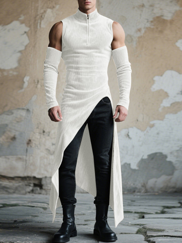 Men's Solid Color Split Hem Casual T-Shirt SKUL25094