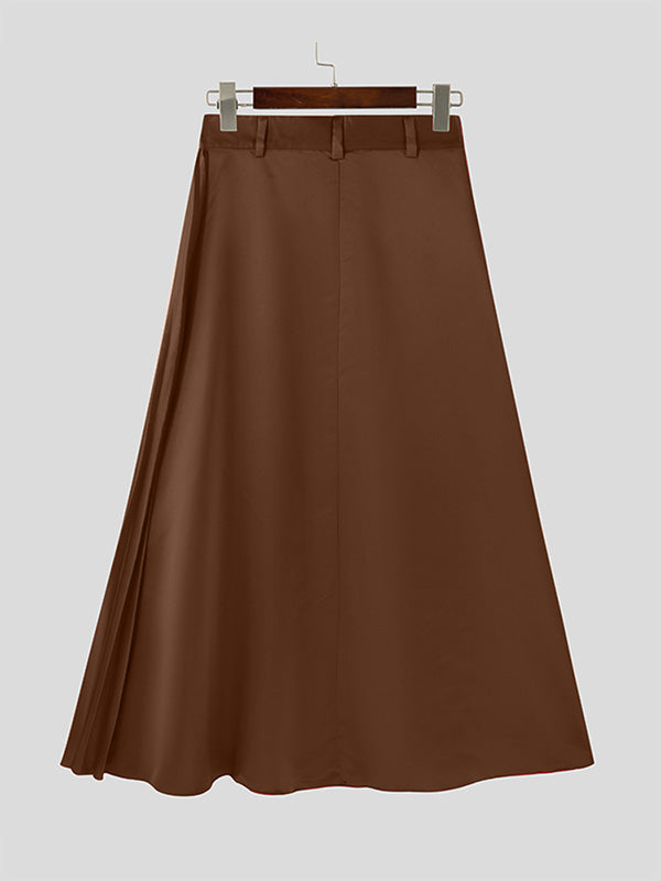 Mens Elegant Pleated Long Midi Skirt SKUK90363