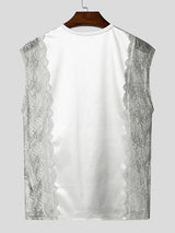 Men's Number Print Lace Patchwork Tank SKUL22796