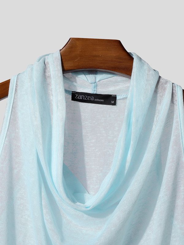 Men's Solid Color Draped Neck Tank SKUL55201