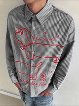 Men's Fun Print Stripe Long Sleeve Shirt SKUL39780