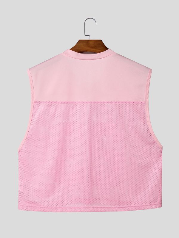 Men's Sexy Avant-Garde Number 23 Mesh Patchwork Cropped Jersey Tank SKUL68486