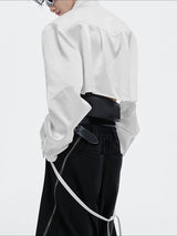 Men's Deconstructed Cropped Long Sleeve Shirt SKUL37872