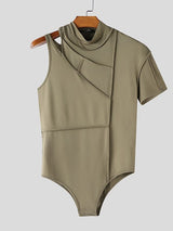 Men's Asymmetric One Shoulder High Neck Bodysuit SKUL50539