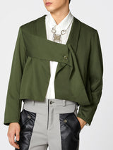 Mens Solid Color Cropped Long Sleeve Blazer SKUK84770