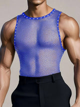 Mens Shimmer Sheer Mesh Tank SKUK94755