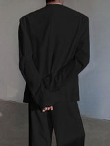 Men's Solid Color Casual Loose Two Pieces Outfit SKUL30816