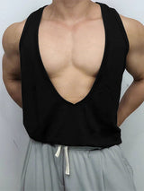 Men's Solid Color Deep U-Neck Tank SKUL19799