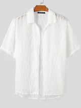 Mens Fringe See Through Short Sleeve Shirt SKUK60779