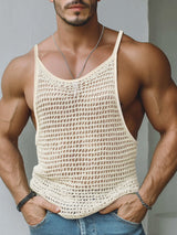 Mens Sheer Mesh Hollow-Out Casual Tank SKUL19806