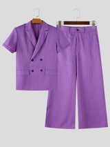 Men's Fashion Runway Pinstripe Double Breasted Two Pieces Outfit SKUL63179