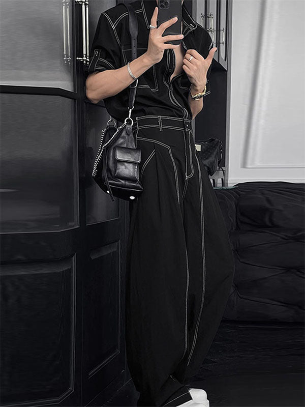 Men's Piped Colorblock Casual Two Pieces Outfit SKUL26992