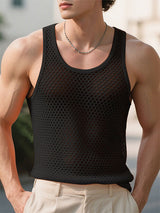 Mens Solid Color Sheer Mesh Casual Tank SKUL19141