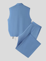 Men's Tie Print Sleeveless Two Pieces Outfit SKUL37678