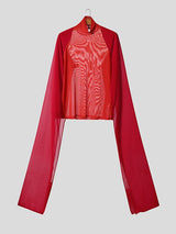 Men's Deconstructed Sheer Mesh Flap Long Sleeve T-Shirt SKUL37628