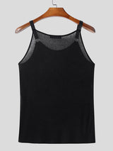 Mens Striped Textured Fitted Sleeveless Tank SKUL01119