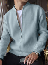 Mens Minimalist Textured Long-Sleeve Cardigan SKUK76409