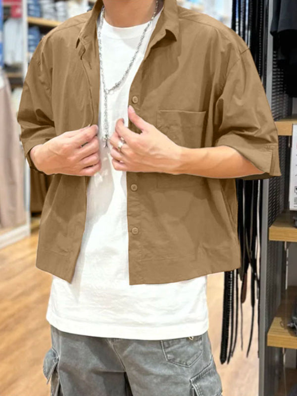 Men's Solid Casual Short Sleeve Shirt SKUL34070