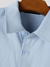 Men's Clean-Fit Casual Daily Commute Cropped Oversized Pocket Concealed Placket Shirt SKUL86777