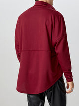 Mens Zip Detail Draped Neck Long-Sleeve T-Shirt SKUK85848