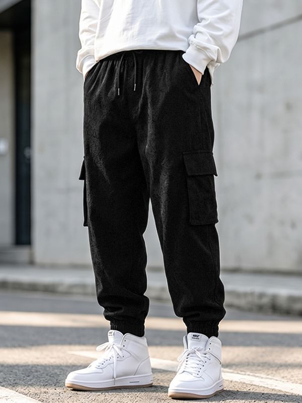 Men's Japanese Workwear City Walk Corduroy Cargo Flap Pocket Cuffed Pant SKUL84772