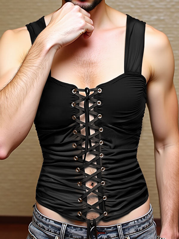 Mens Drawstring Cropped Sleeveless Tank SKUL04269