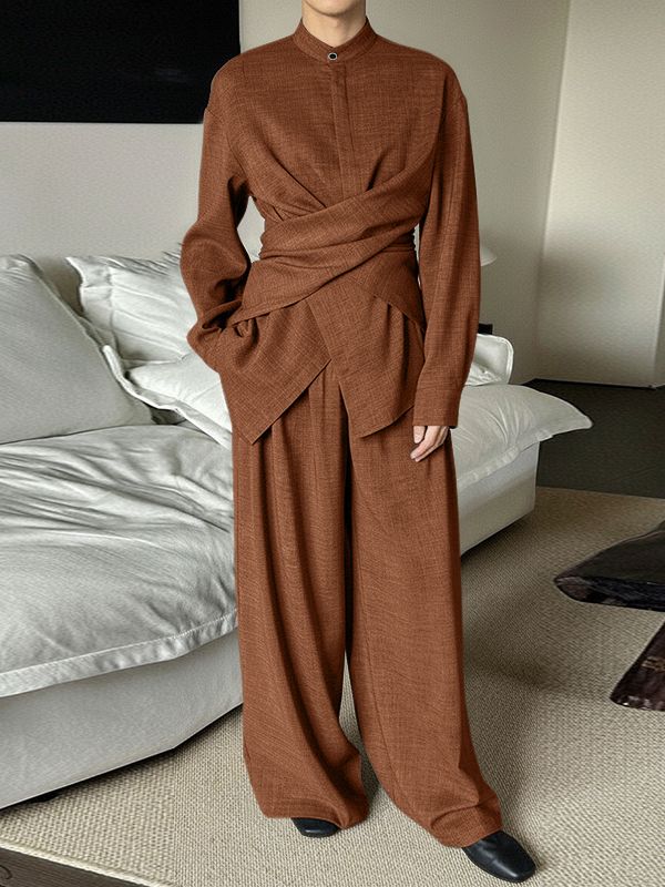 Men's Knotted Textured Two Pieces Outfit SKUL39770