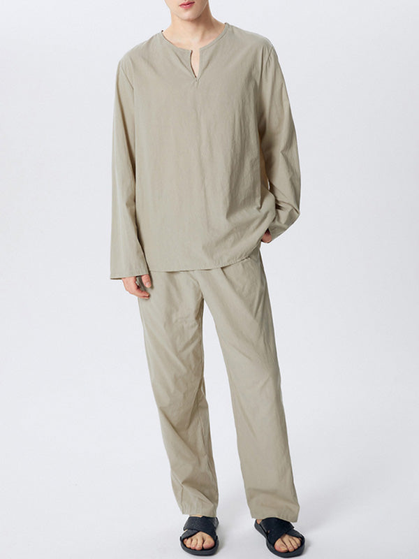 Mens Solid Color Loungewear Two Pieces Outfit SKUH82970