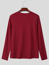 Men's Asymmetric Shoulder Design Textured Long Sleeve T-shirt SKUL43663