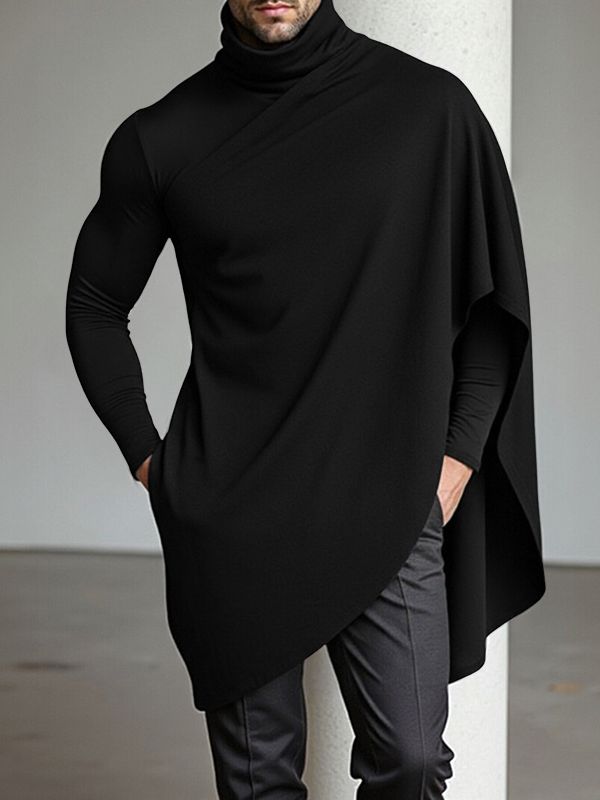 Men's Faux Two Piece High Neck Long Sleeve T-shirt SKUL43983