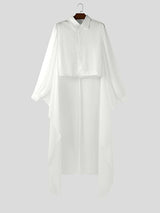 Men's Cape Patchwork Panel Semi Sheer Long Sleeve Shirt SKUL45327