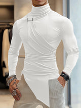 Mens Deconstructed Metal Button Long-Sleeve T-Shirt SKUK83283