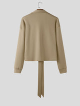 Men's Ribbon Patchwork Lapel Long Sleeve Hoodie SKUL43636