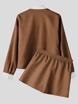 Mens Striped Print Colorblock Two Pieces Outfit SKUL07596