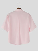 Men's Avant-Garde 3D Bow Pinstripe Short Sleeve Shirt SKUL58766