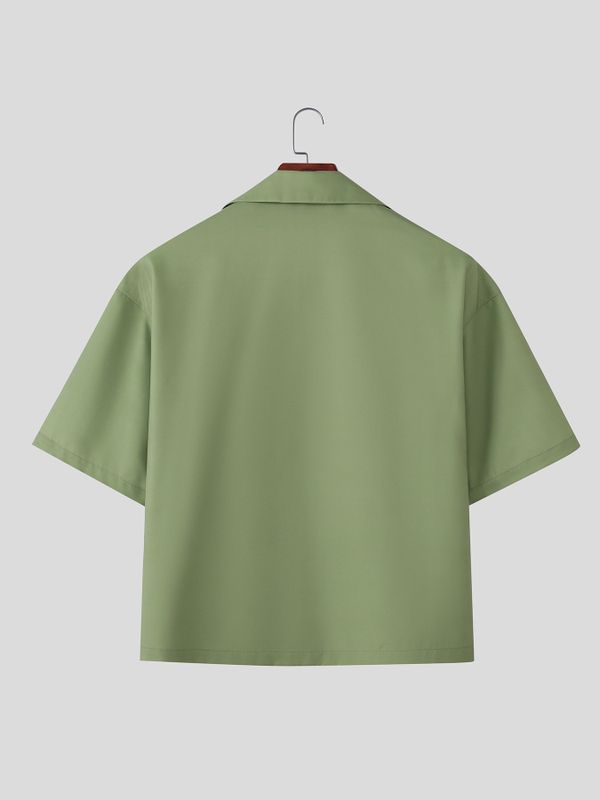 Men's Avant-Garde Horse Print Cropped Boxy Short Sleeve Shirt SKUL54391