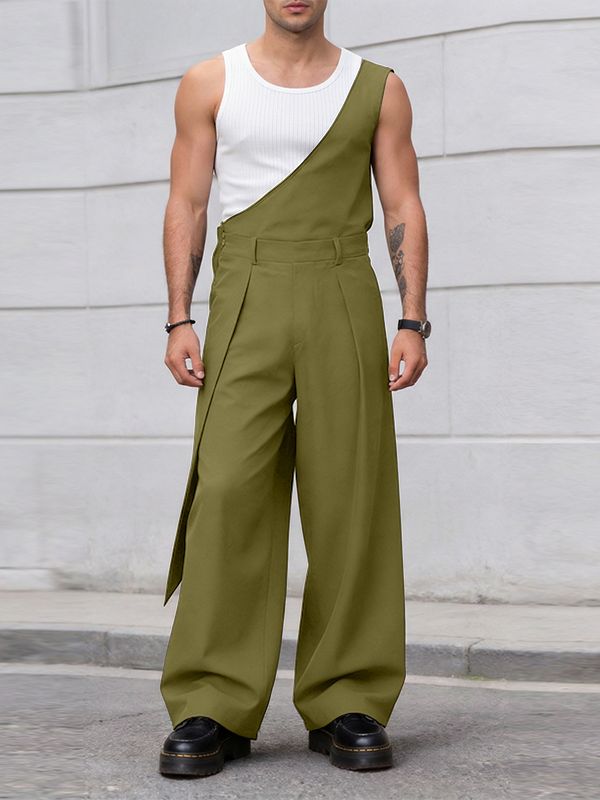 Men's Solid Color One Shoulder Jumpsuit SKUL57662