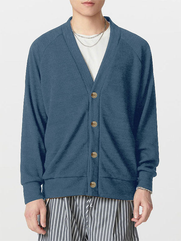 Men's Knit V-Neck Long Sleeve Cardigan SKUL27333