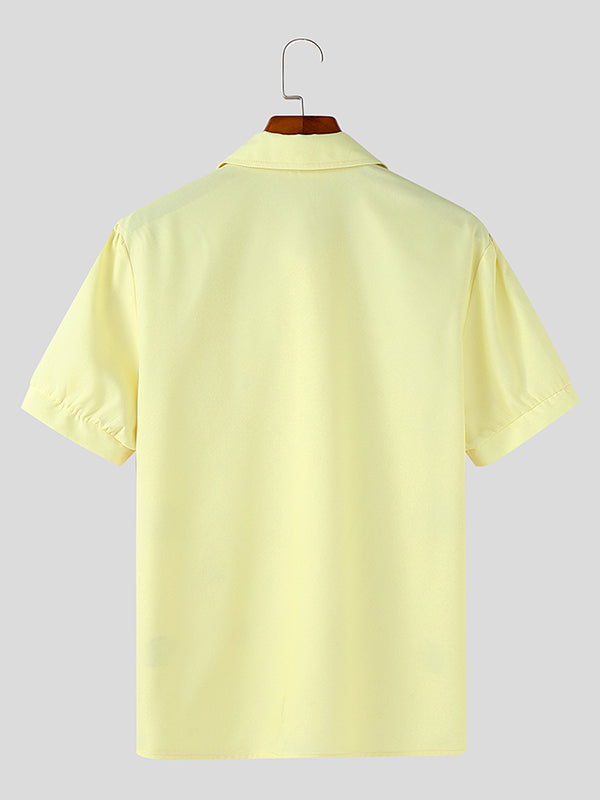 Mens Floral Print Bow Tie Short-Sleeve Shirt SKUK99748