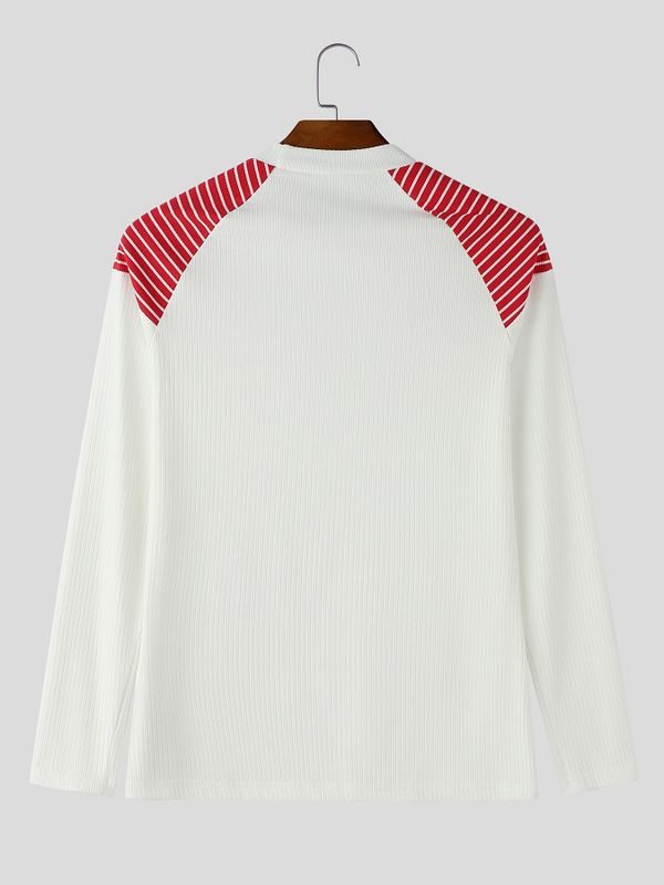 Men's Clean Fit Contrast Stripe Raglan Sleeve Muscle Knit T-shirt SKUL77515