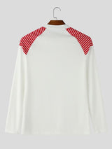 Men's Clean Fit Contrast Stripe Raglan Sleeve Muscle Knit T-shirt SKUL77515