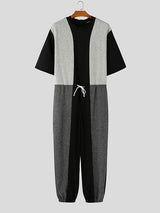 Mens Color Block Patchwork Loose Jumpsuit SKUK88058