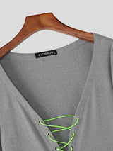 Men's Textured Drawstring Long Sleeve T-shirt SKUL42777