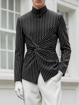 Men's Knot Design Stand Collar Long Sleeve Blazer SKUL37537