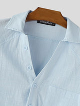 Men's Solid Color Small V Neck Long Sleeve Shirt SKUL35254