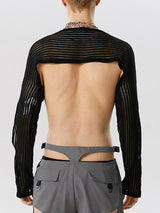 Mens Mesh Knit Cutout Crop Top SKUK12346