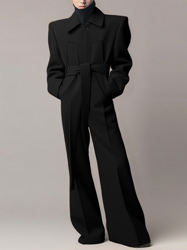 Men's Solid Padded Shoulder Casual Jumpsuit SKUL29633