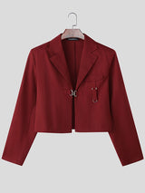 Men's Solid Color Cropped Long Sleeve Blazer SKUL39889